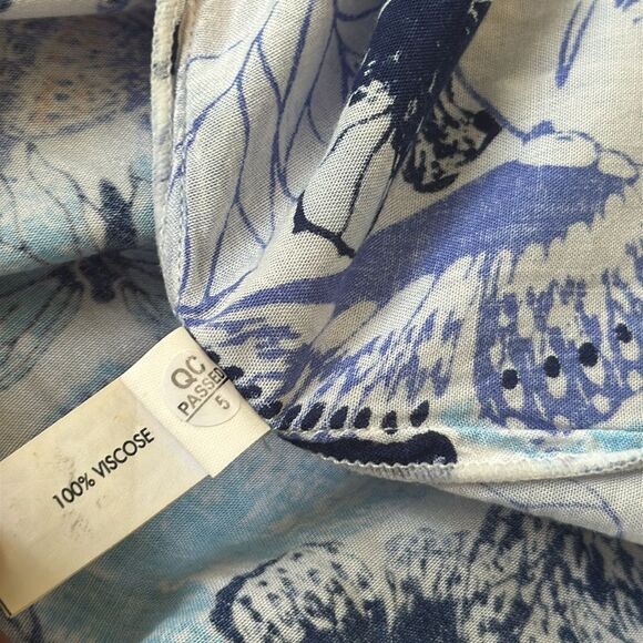 Poupette St Barth Gwen Wrapped Blue Mariposa Butterfly Flutter Maxi Dress S - Picture 7 of 7